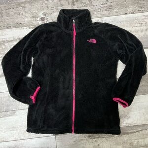 The North Face Kids Black Fleece Jacket with Pink Accents size 14/16